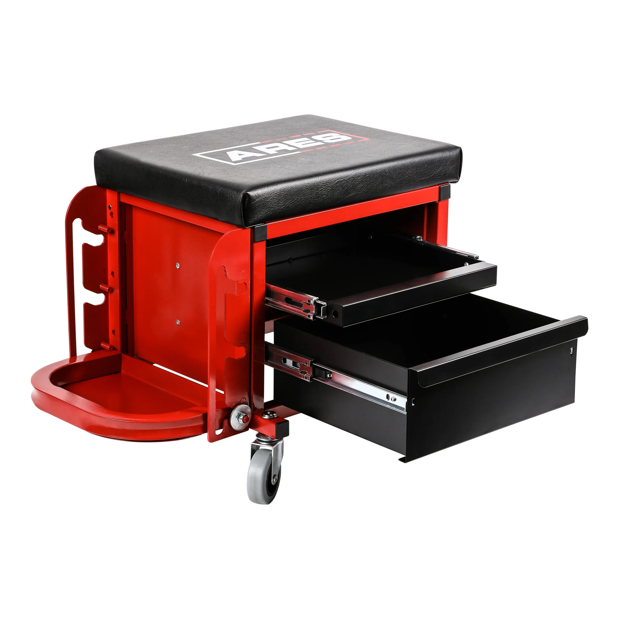 ARES 62042 - Red Heavy Duty Rolling Shop Stool - Image 4