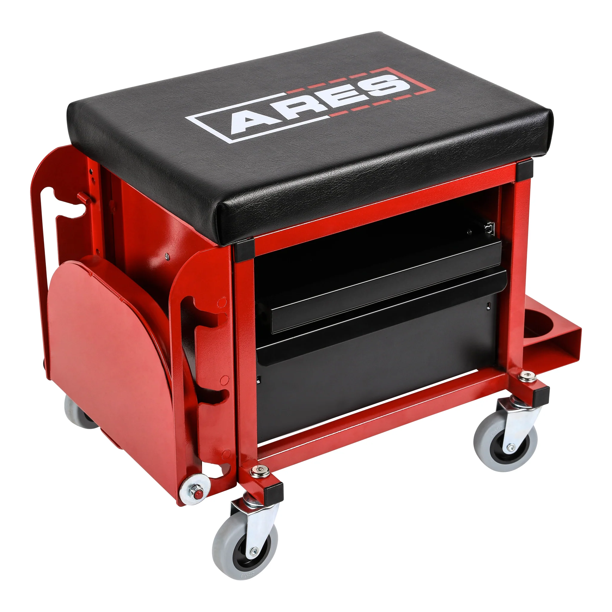 ARES 62042 - Red Heavy Duty Rolling Shop Stool - Image 8