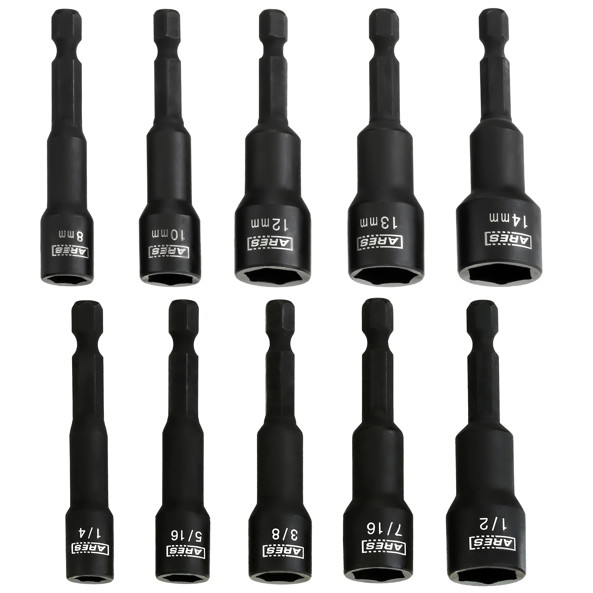 ARES 27102 - 10-Piece SAE and Metric Impact Magnetic Nut Driver Set - Image 5